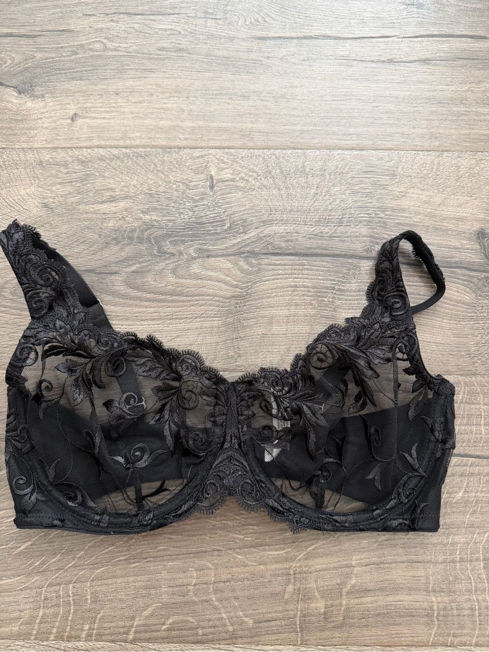 Soma Sensuous Sheer Black Lace Unlined Bra Size 34D